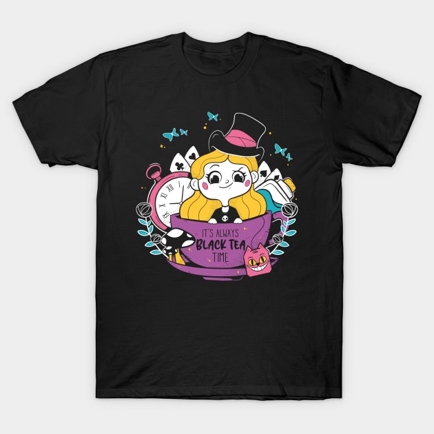 Black Tea Time T-Shirt by studioyumie